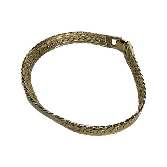 Vintage Gold Plated Mesh Link Snake Gold Polished Bracelet 7.5 Inches - Picture 7 of 11